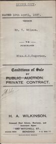 Document - H.A. & S.R. WILKINSON COLLECTION: CONDITION OF SALE