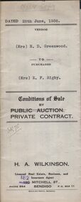 Document - H.A. & S.R. WILKINSON COLLECTION: CONDITION OF SALE
