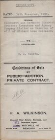 Document - H.A. & S.R. WILKINSON COLLECTION: CONDITION OF SALE