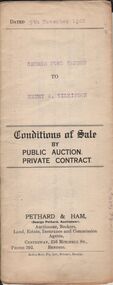 Document - H.A. & S.R. WILKINSON COLLECTION: CONDITION OF SALE
