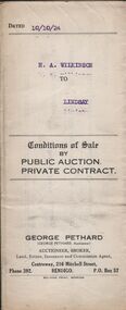 Document - H.A. & S.R. WILKINSON COLLECTION: CONDITION OF SALE