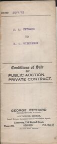 Document - H.A. & S.R. WILKINSON COLLECTION: CONDITION OF SALE