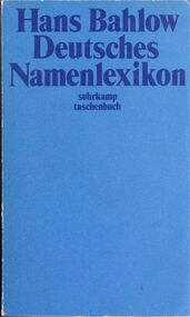 Book - STRAUCH COLLECTION: HANS BAHLOW DEUTSCHES NAMENLEXIKON