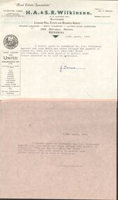 Document - H.A. & S. R. WILKINSON COLLECTION: RECEIPT