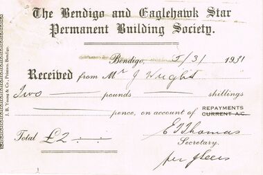 Document - H.A. & S.R. WILKINSON COLLECTION: RENT RECEIPT
