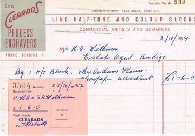 Document - H.A & S.R. WILKINSON COLLECTION: CLEARADS INVOICE