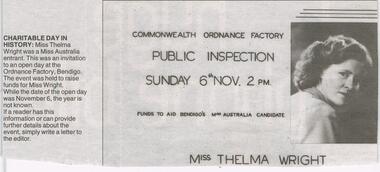 Newspaper - JENNY FOLEY COLLECTION: CHARITABLE DAY IN HISTORY