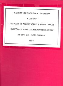 Book - STRAUCH COLLECTION: THE DIARY OF ALBERT WILHELM AUGUST BOLDT