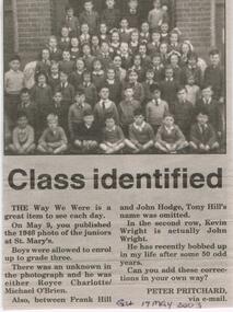 Newspaper - JENNY FOLEY COLLECTION: CLASS IDENTIFIED