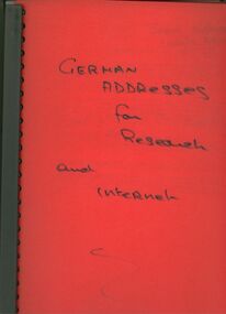 Book - STRAUCH COLLECTION: GERMAN ADDRESSES FOR RESEARCH