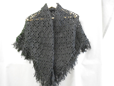 Clothing - ANDREW - MONSANT COLLECTION: BLACK CROCHETED SHAWL, Black crocheted shawl, 1950-70's