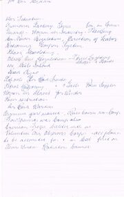 Document - HAND WRITTEN LIST OF WAR RESTRICTIONS