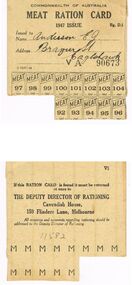 Memorabilia - WW11 MEAT RATION CARD