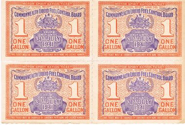Ephemera - MISS G ALICE JONES COLLECTION: WWII ONE GALLON FUEL RATION TICKET, 31/07/1941