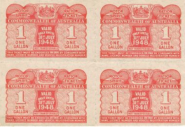 Ephemera - MISS G ALICE JONES COLLECTION: WWII ONE GALLON FUEL RATION TICKET, 31/07/1948