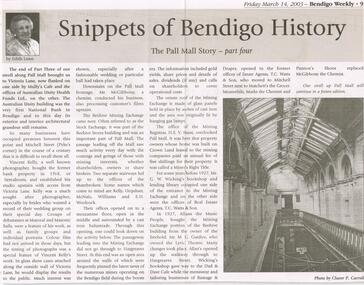 Newspaper - JENNY FOLEY COLLECTION: SNIPPETS OF BENDIGO