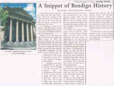 Newspaper - JENNY FOLEY COLLECTION: A SNIPPET OF BENDIGO HISTORY