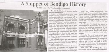 Newspaper - JENNY FOLEY COLLECTION: A SNIPPET OF BENDIGO HISTORY