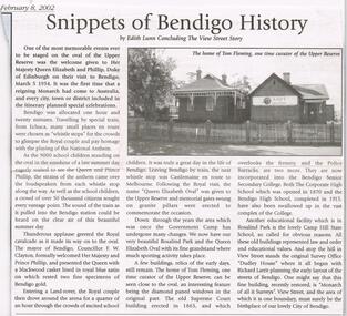 Newspaper - JENNY FOLEY COLLECTION: SNIPPETS OF BENDIGO HISTORY