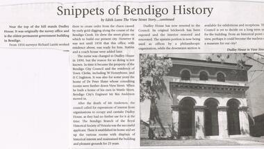Newspaper - JENNY FOLEY COLLECTION: SNIPPETS OF BENDIGO HISTORY