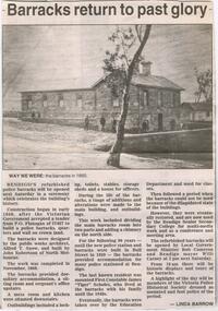 Newspaper - JENNY FOLEY COLLECTION: BARRACKS RETURN TO PAST GLORY