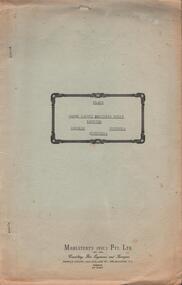 Document - HANRO COLLECTION: PLANS AND REPORT FROM FIRE ENGINEERS AND SURVEYORS, 1954/1960