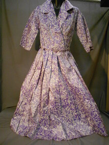 Clothing - FRIEDA KAHLAND COLLECTION: MAUVE AND WHITE SILK SHIRT STYLE DRESS, FRIEDA KAHLAND COLLECTION:  DRESS
