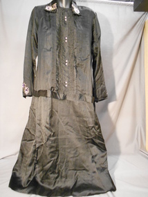 Clothing - FRIEDA KAHLAND COLLECTION: BLACK SILK SATIN DRESS, 1920-30's