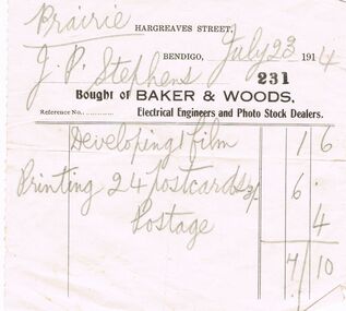 Document - BAKER & WOODS ELECTRICAL ENGINEERS AND PHOTO STOCK DEALERS, 23/07/1914