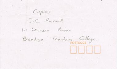 Photograph - LA TROBE UNIVERSITY BENDIGO COLLECTION: PHOTOGRAPH OF MS. J. C. BURNETT