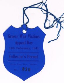 Memorabilia - GREECE WAR VICTIMS APPEAL DAY, 1941