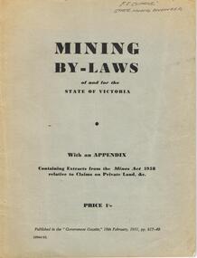 Book - AUSTIN COLLECTION: MINING BY-LAWS OF STATE OF VICTORIA 1958