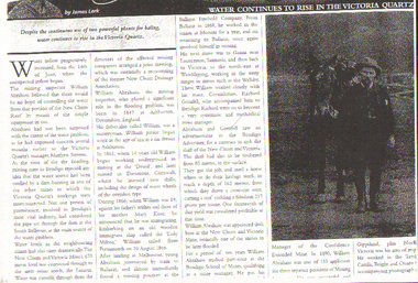 Newspaper - LONG GULLY HISTORY GROUP COLLECTION: WATER IN THE VICTORIA QUARTZ