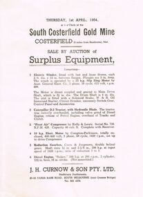 Document - IAN DYETT COLLECTION: AUCTIONEERS - SOUTH COSTERFIELD GOLD MINE