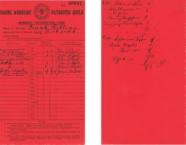 Document - YOUNG WORKERS' PATRIOTIC GUILD MEMBERS CONTRIBUTION CARD