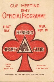 Book - BENDIGO JOCKEY CLUB CUP MEETING PROGRAMME, 19/11/1947