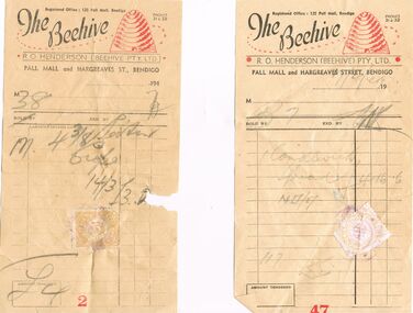 Document - THE BEEHIVE INVOICES, 07/04/1949