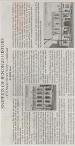 Newspaper - JENNY FOLEY COLLECTION: SNIPPETS OF BENDIGO HISTORY