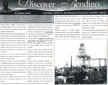 Newspaper - LONG GULLY HISTORY GROUP COLLECTION: LANSELL ERECTS AUSTRALIA'S TALLEST POPPET HEAD