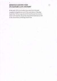 Document - BENDIGO EASTER FAIR COLLECTION:  DAVID HORSFALL BOOKLET, 1970's