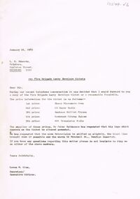 Document - BENDIGO EASTER FAIR COLLECTION:  LUCKY ENVELOPE LETTER, 24th January, 1985