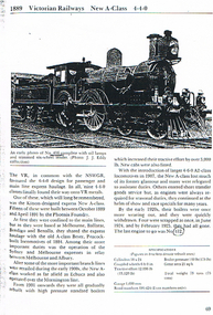Document - LONG GULLY HISTORY GROUP COLLECTION: VICTORIAN RAILWAYS NEW A-CLASS 4-4-0