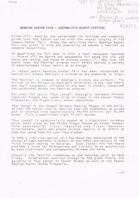 Document - BENDIGO EASTER FAIR COLLECTION:  OLDEST FESTIVAL, 30th June, 1992
