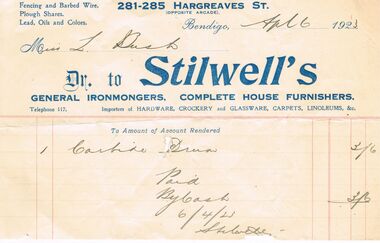 Document - STILWELL'S INVOICE, 1923