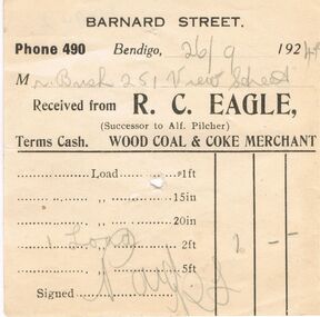 Document - R.C.EAGLE INVOICE, 1924