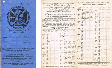 Document - BENDIGO HOSPITAL CONTRIBUTORY FUND CARD, 1935