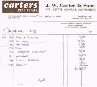 Document - CARTER'S REAL ESTATE INVOICE