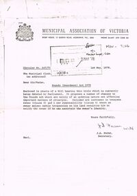 Document - BENDIGO SALEYARDS COLLECTION: AMENDMENT TO POUNDS ACT 1978