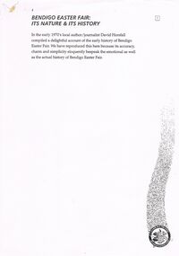 Document - BENDIGO EASTER FAIR COLLECTION: BENDIGO ITS NATURE AND ITS HISTORY