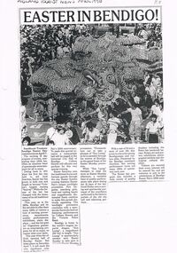 Newspaper - BENDIGO EASTER FAIR COLLECTION:  EASTER IN BENDIGO ARTICLE 1990, 7th April, 1990